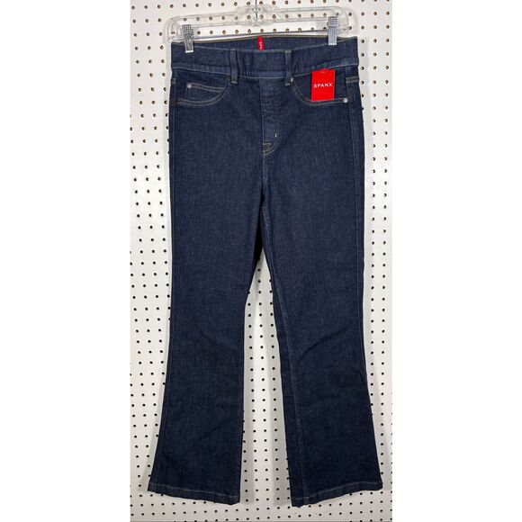 Spanx crop kick flare Raw indigo jeans size M - Picture 1 of 8